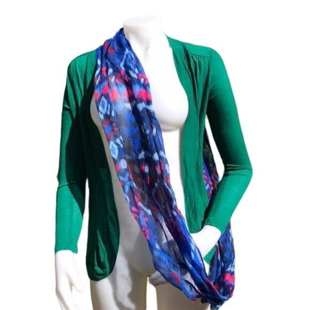 Blue & Pink Infinity Scarf Sheer Lightweight Extra Wide One Size - Picture 5 of 8